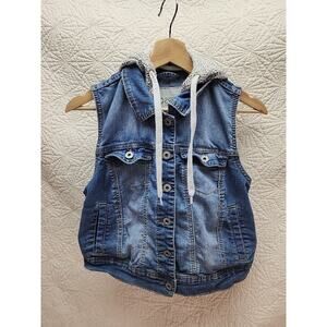 Wearhouse One Womens Hooded Jean Vest Westerncore Cowgirl Size Small 18x17
